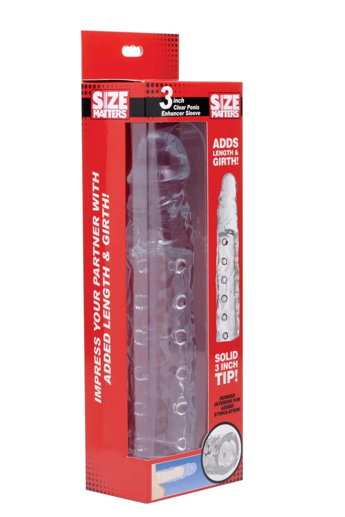Size Matters 3 Inch Clear Penis Enhancer Sleeve - Image 2