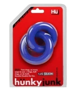 Alternative view of Hunkyjunk DUO Linked Cock/Ball Rings - Cobalt