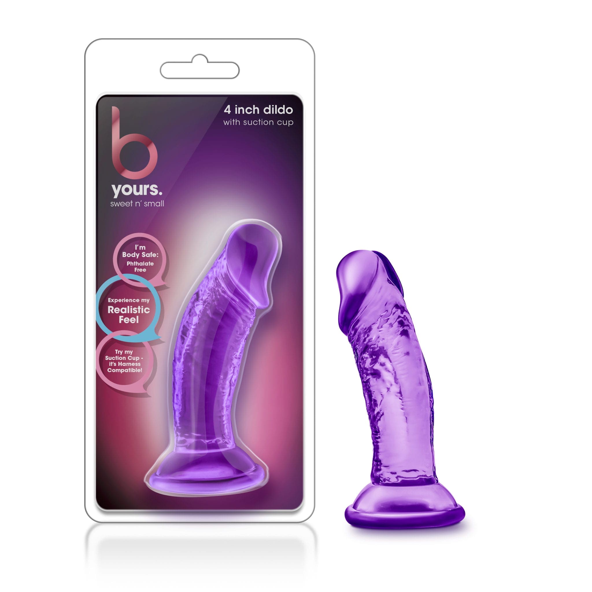 B Yours Sweet N Small Dildo with Suction Cup 4in Purple