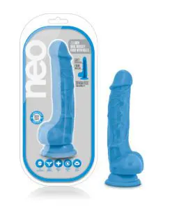 Neo Dual Density Cock With Balls 7.5in Neon Blue