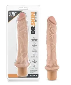 Dr Skin Cock Vibe 8 9.75in Vibrating Cock Beige