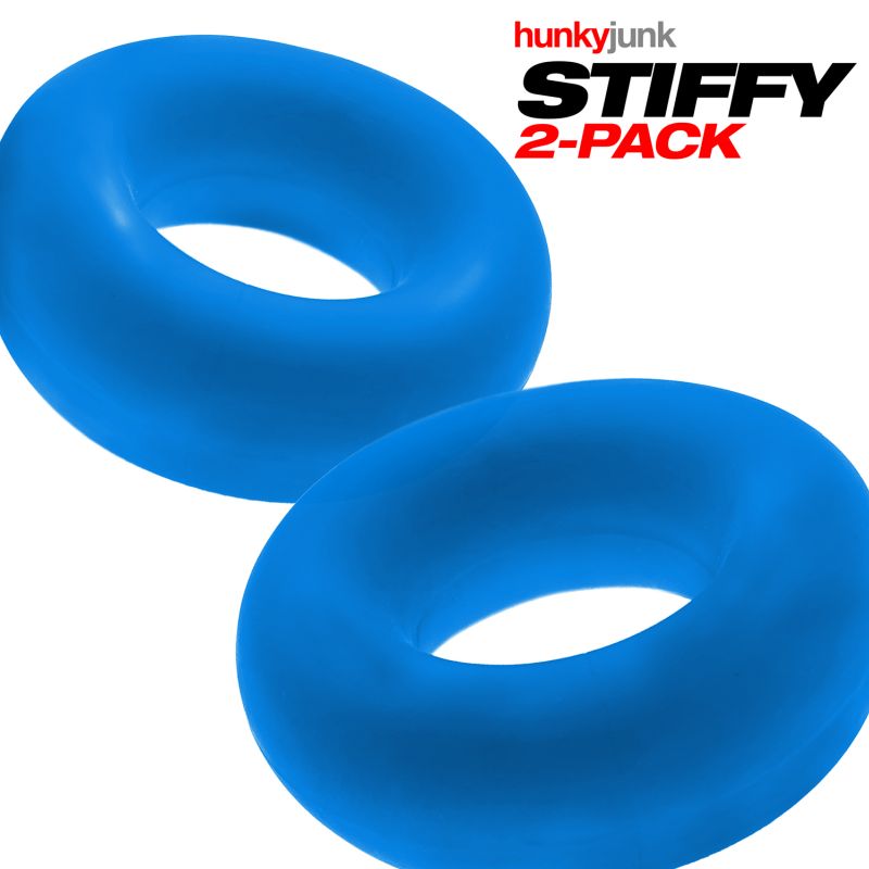 OxBalls Hunky Junk Stiffy 2 Pc Bulge Cockrings Teal Ice - Image 2