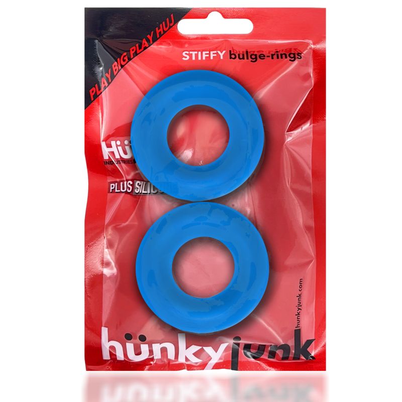 OxBalls Hunky Junk Stiffy 2 Pc Bulge Cockrings Teal Ice - Image 3