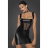 Noir Power Wetlook Short Dress with Front Tulle Inserts - Image 8