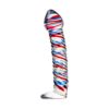 Sexus Glass Dildo Stripes with Base Blue/Red 16cm - Image 2