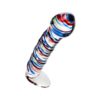 Sexus Glass Dildo Stripes with Base Blue/Red 16cm - Image 3