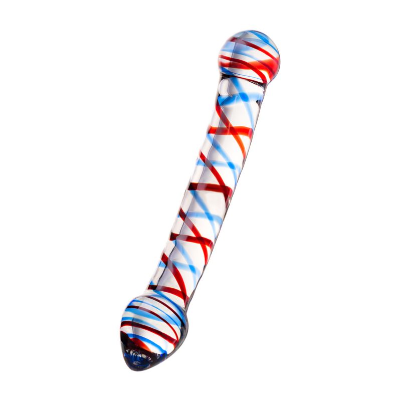 Sexus Glass Curved Dildo Blue/Red 20cm - Image 2