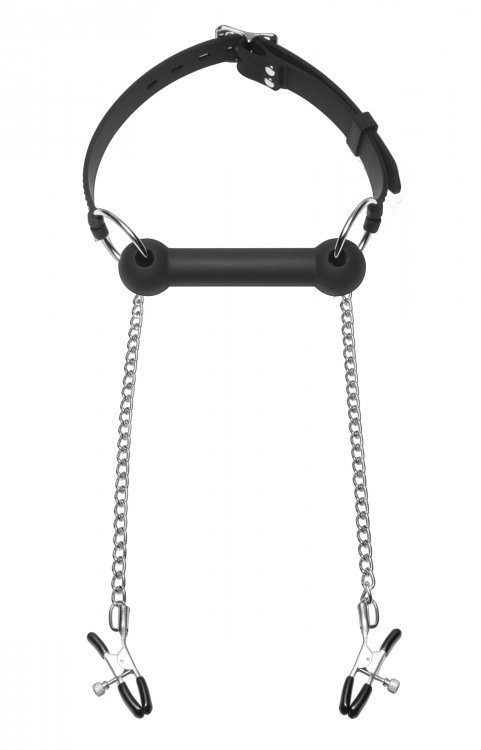 Master Series Equine Silicone Bit Gag With Nipple Clamps - Image 2