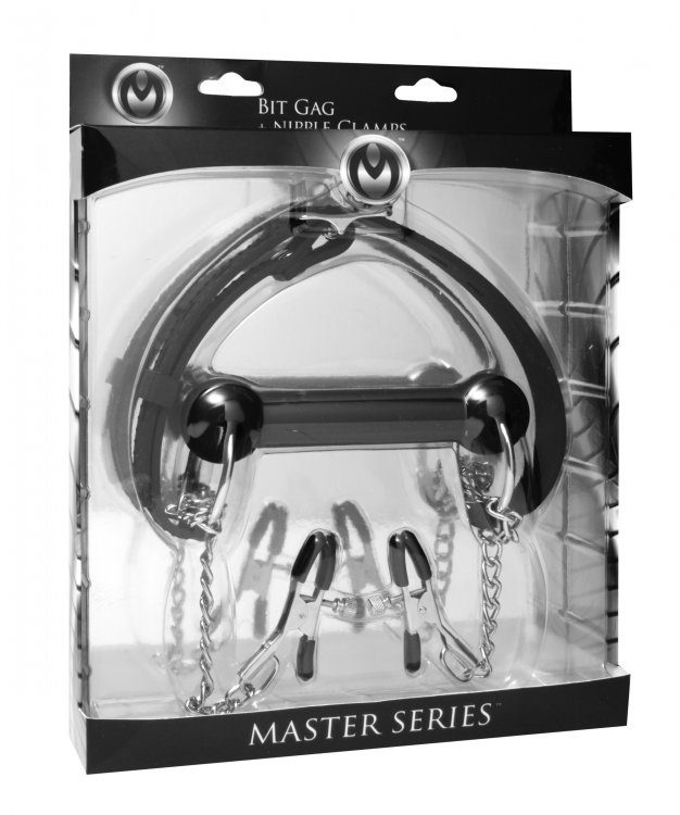 Master Series Equine Silicone Bit Gag With Nipple Clamps - Image 3
