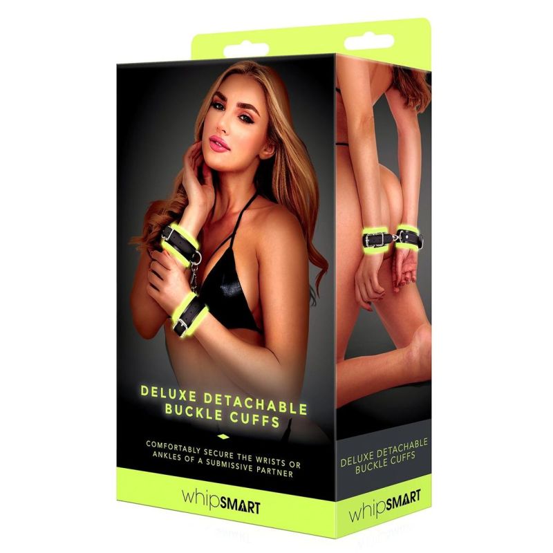 Whipsmart Glow In The Dark Deluxe Buckle Cuffs Black - Image 3