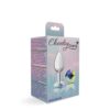 Cheeky Charms Silver Round Butt Plug w Clear Iridescent Jewel Small - Image 3