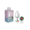 Cheeky Charms Silver Round Butt Plug w Rainbow Jewel Large - Image 3