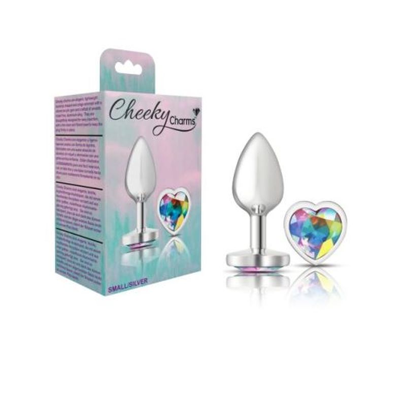 Cheeky Charms Silver Metal Butt Plug Clear Jewel Small - Image 3