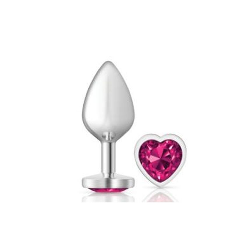 Cheeky Charms Silver Metal Butt Plug Pink Jewel Medium - Image 2