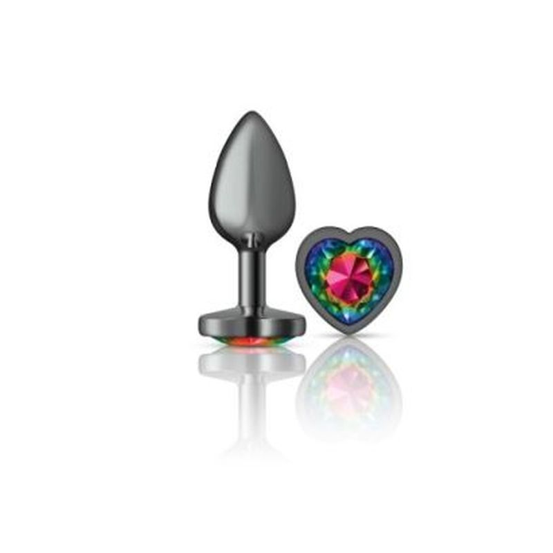 Cheeky Charms Gunmetal Butt Plug Rainbow Jewel Small - Image 2