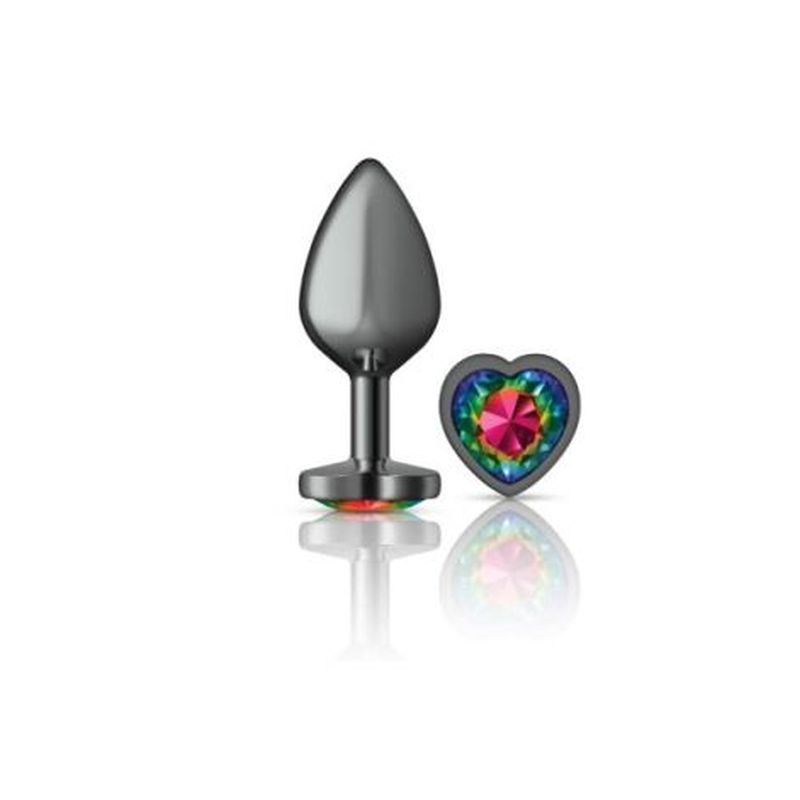Cheeky Charms Gunmetal Butt Plug Rainbow Jewel Medium - Image 2