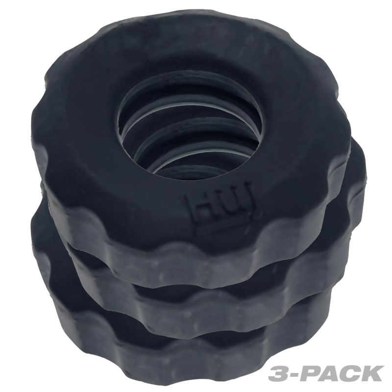 Hunkyjunk SUPERHUJ 3 Pc Cock Rings - Tar Ice - Image 2