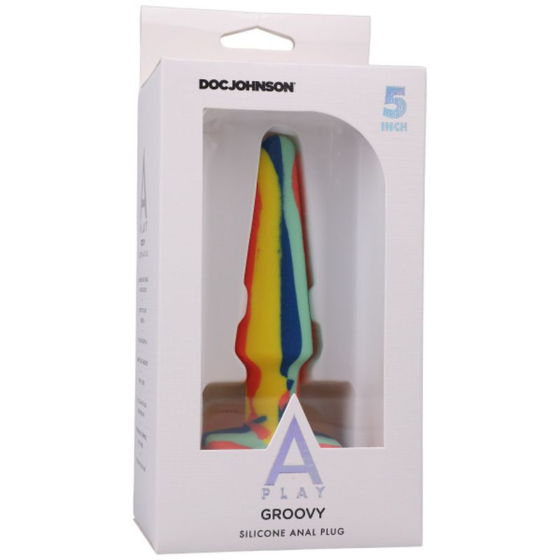 A-Play Groovy Silicone Anal Plug 5in Sunrise - Image 2