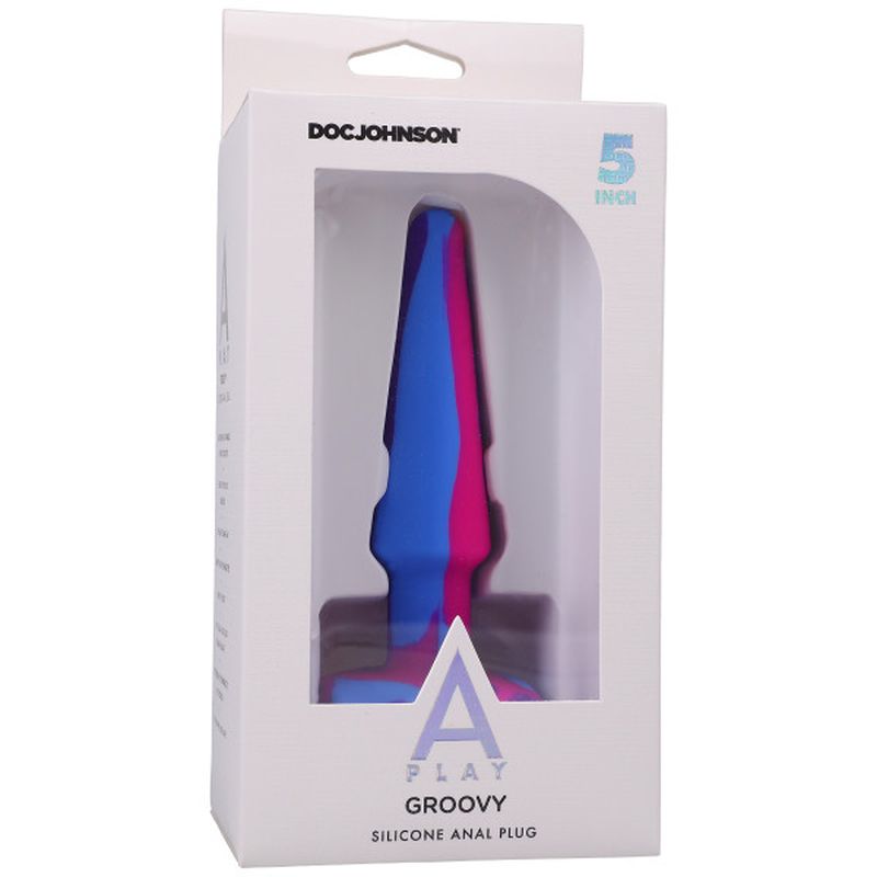 A-Play Groovy Silicone Anal Plug 5in Berry - Image 3