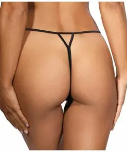 Alternative view of Axami Lingerie Lace Open Front G-String Black