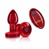 Cheeky Charms Red Rechargeable Vibrating Metal Butt Plug w Remote Small - Image 2