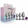 Cheeky Charms Round Metal Butt Plug Gunmetal 3 Pc Kit - Image 3
