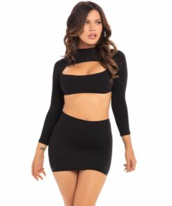 Alternative view of Pink Lipstick Stop and Stare 2 Pc Skirt Set Black