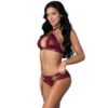 Exposed Lingerie Juno Burgundy Jewel Two Piece Set - Image 2