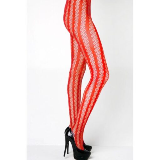 Killer Legs Stella Elyse Coiled Lines Fishnet Tights Red