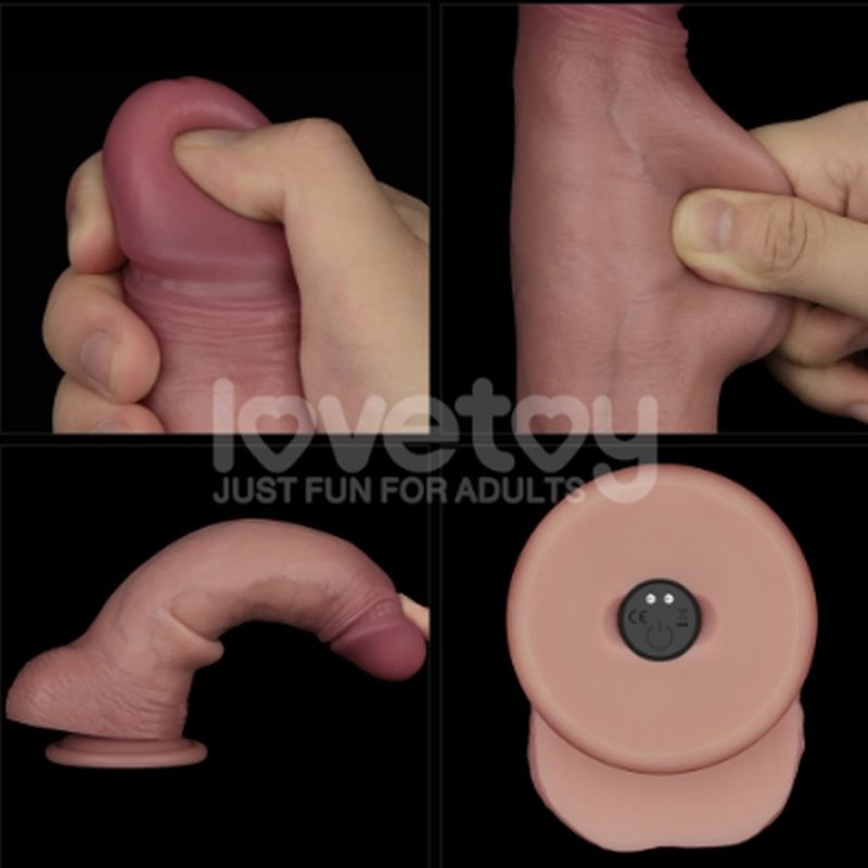 Lovetoy Vibrating Sliding Skin Pro II Silicone Dong 8.5" - Image 3