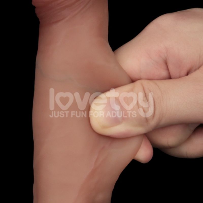 Lovetoy Sliding Skin Pro Dual Layer Silicone Dong 7.5in - Image 3