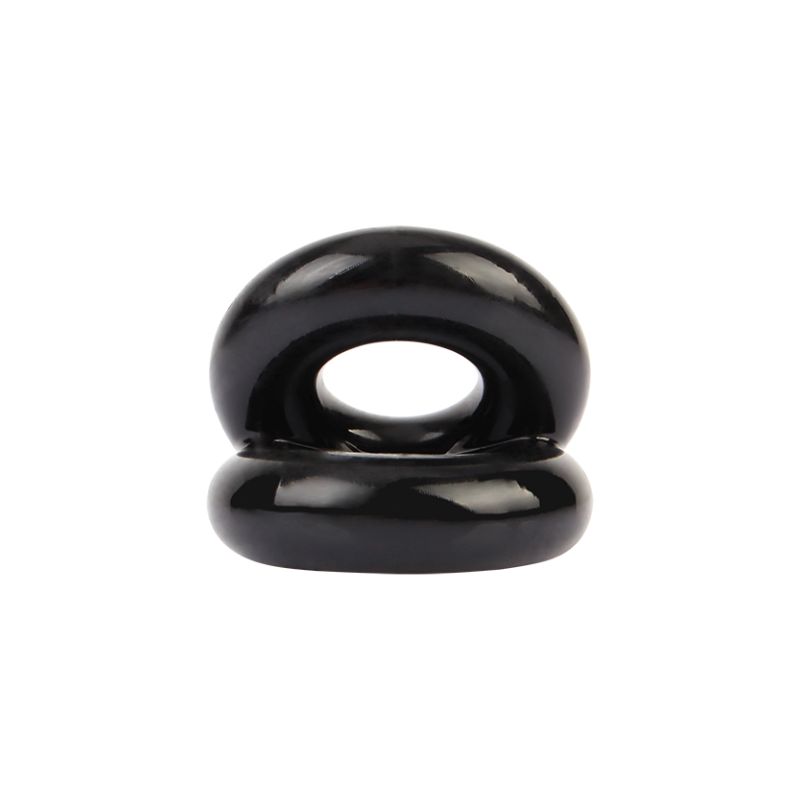 Dual Pleasure Ring Black - Figure-8 TPE Cock Ring - Image 3