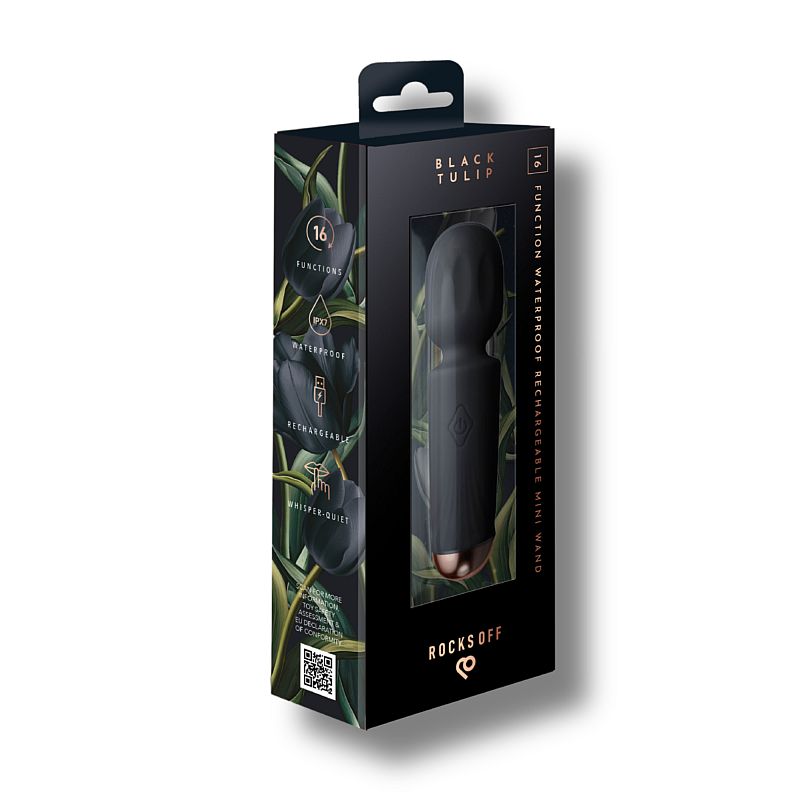 Rocks Off Black Tulip Rechargeable 16 Mode Silicone Mini Wand - Image 3