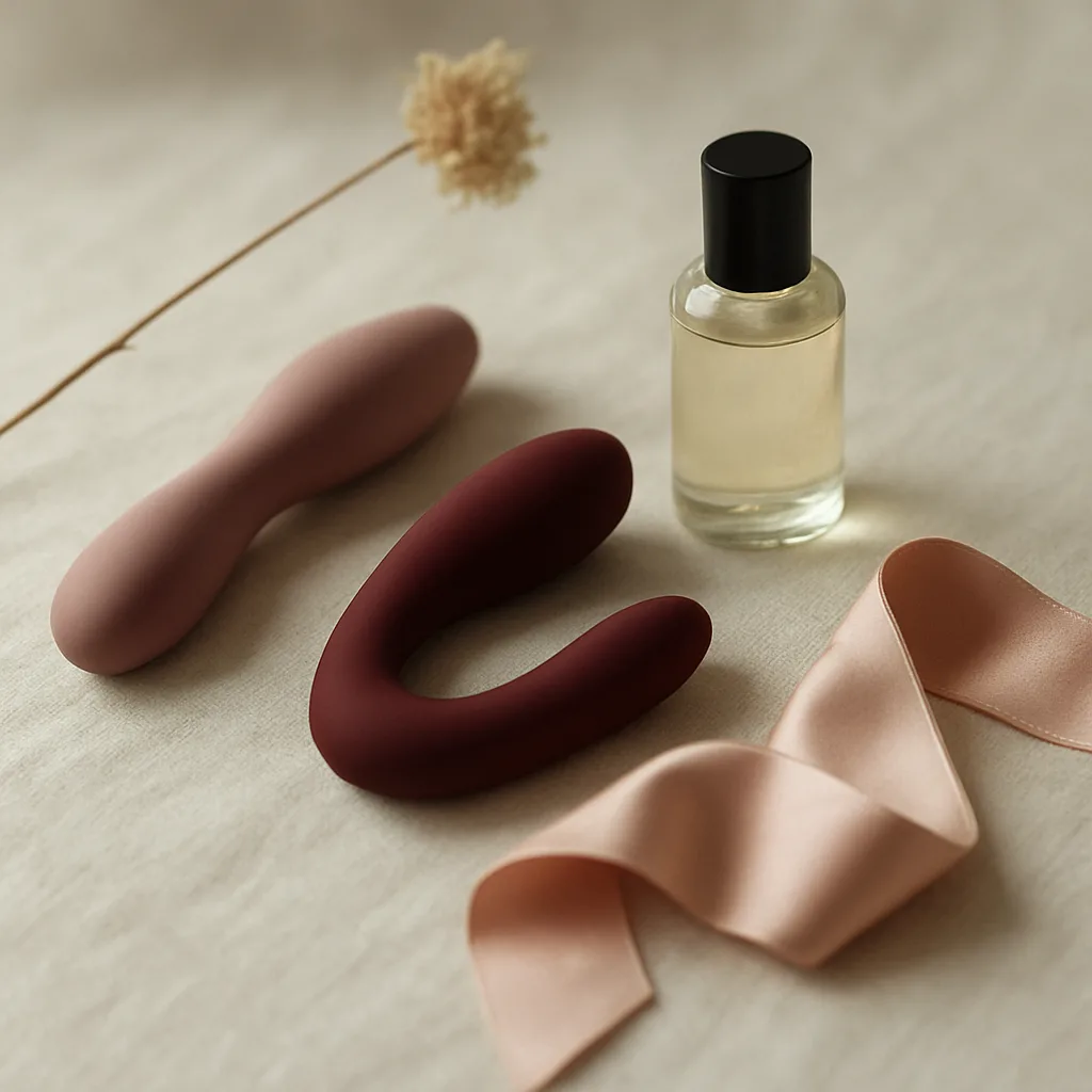 Premium intimate wellness products on warm linen