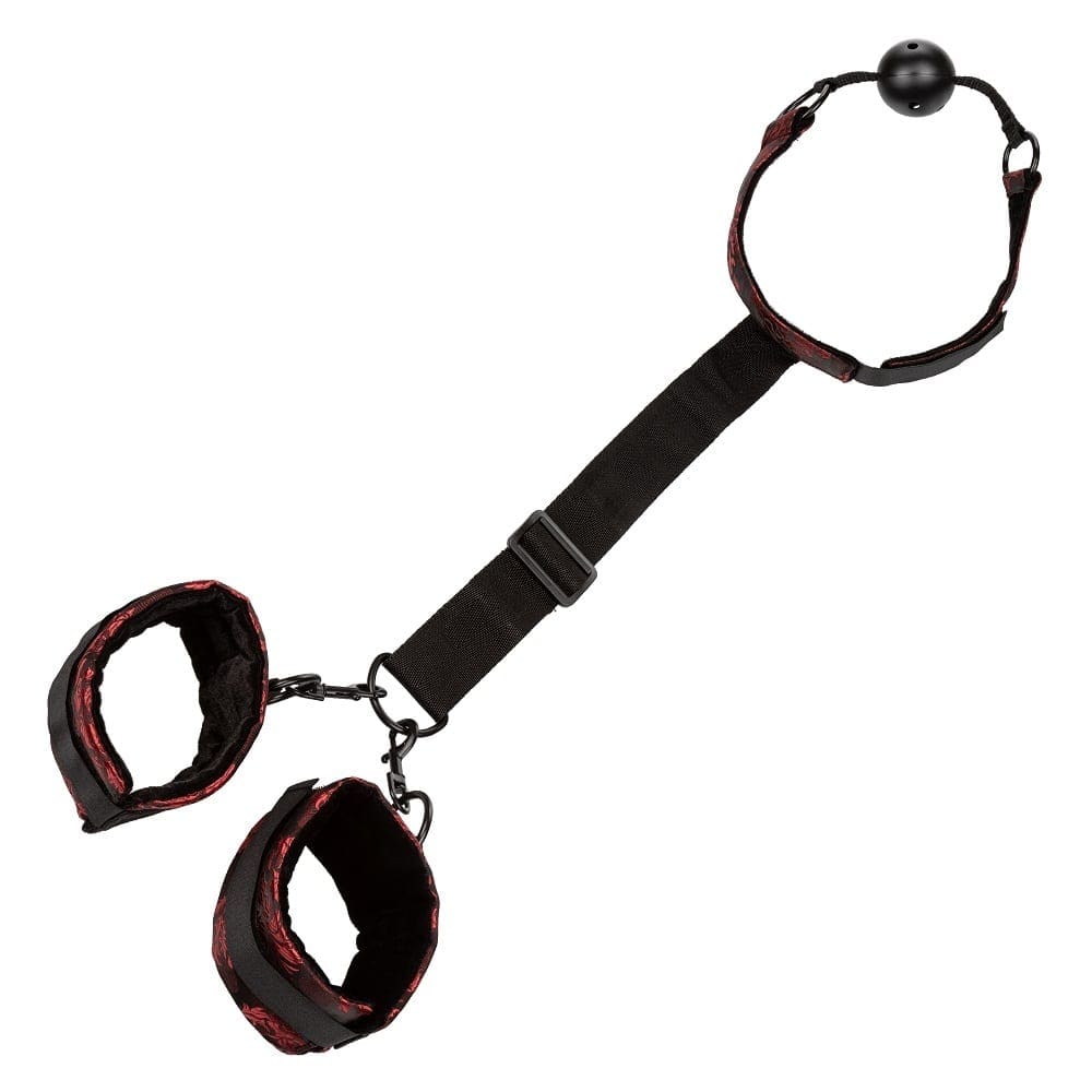 CalExotics Scandal Breathable Ball Gag With Cuffs Red